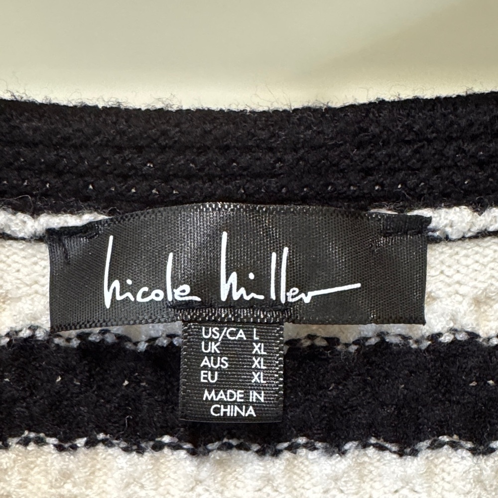 Nicole Miller Black and White Striped Cardigan - Picture 2 of 5